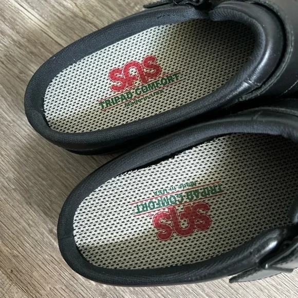 SAS Clog slip on Classic Black Leather Loafers - Picture 5 of 10